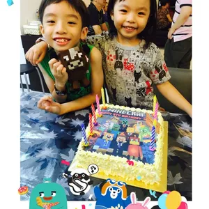 1x MINECRAFT FAMILY @$58.9 (Size : 9 Inch (12-18 pax)) (Flavours: Vanilla) (Eggless: No) (Big Candles : 9) (Small Candles : 1)