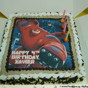 1x HERO BIRTHDAY @$58.9 (Size : 10.5 Inch (20-28 pax) +$19.00) (Flavours : Chocolate) (Eggless : No) (Big Candles : 4) (Small Candles : 4)
