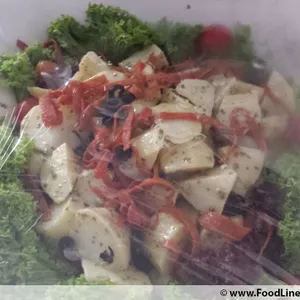 Basil Pesto Potato Salad with Turkey Bacon Bites