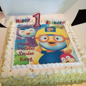 1x PORORO BIRTHDAY @$58.9 (Size : 10.5 Inch (20-28 pax) +$19.00) (Flavours : Strawberry) (Big Candles : 1) (Small Candles : 1)