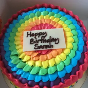 1x Rainbow Wonderland @$45.9 (Size : 9 Inch (12-18 pax) +$19.00) (Big Candles : 4) (Small Candles : 4)