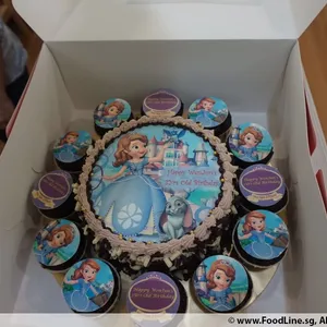1x Sophia Birthday @$78.9 (Size : Classic (7 Inch Cake + 12 Cupcakes)) (Eggless?: No) (Big Candles : 3) (Small Candles : 1)