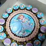 1x Sophia Birthday @$78.9 (Size : Premium (10.5 Inch Cake + 18 Cupcakes) +$56.00) (Eggless?: No) (Big Candles : 4) (Small Candles : 4)
