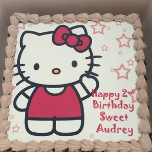 1x KITTY BIRTHDAY @$58.9 (Size : 9 Inch (12-18 pax)) (Flavours : Chocolate) (Eggless : Yes) (Big Candles : 2) (Small Candles : 9)