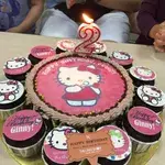 1x Kitty Birthday Bundle @$78.9 (Size : Classic (7 Inch Cake + 12 Cupcakes)) (Eggless?: No) (Big Candles : 2) (Small Candles : 2)