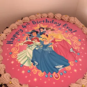 1x PRINCESS BIRTHDAY @$58.9 (Size : 9 Inch (12-18 pax)) (Flavours : Chocolate) (Eggless : No) (Big Candles : 4) (Small Candles : 4)