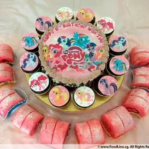 1x Pony Adventure @$78.9 (Size : Classic (7 Inch Cake + 12 Cupcakes)) (Eggless?: No) (Big Candles : 1) (Small Candles : 1)