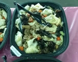 Stir Fried Peking Cabbage with Red Carrot & Vegetarian Abalone. | Customer Photo | Liang Food Caterer