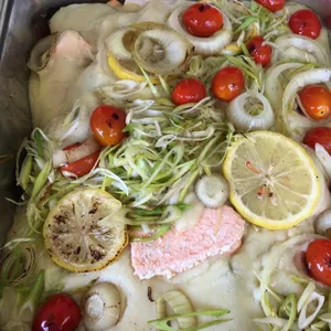 Baked Salmon with Butter Hollandaise Sauce 荷兰酱西柠烤三文鱼