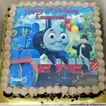 1x Thomas Party @$58.9 (Size : 9 Inch (12-18 pax)) (Flavours : Chocolate) (Eggless : No) (Big Candles : 2) (Small Candles : 1)