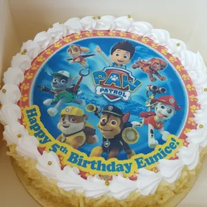 1x PAW TEAM BIRTHDAY @$58.9 (Size : 9 Inch (12-18 pax)) (Flavours : Strawberry) (Eggless : No) (Big Candles : 1) (Small Candles : 5)