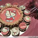 1x Kitty Birthday Bundle @$78.9 (Size : Classic (7 Inch Cake + 12 Cupcakes)) (Eggless?: No) (Big Candles : 1) (Small Candles : 1)