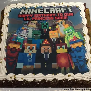 1x MINECRAFT FAMILY @$58.9 (Size : 9 Inch (12-18 pax)) (Flavours: Blackforest) (Eggless: No) (Big Candles : 1) (Small Candles : 9)