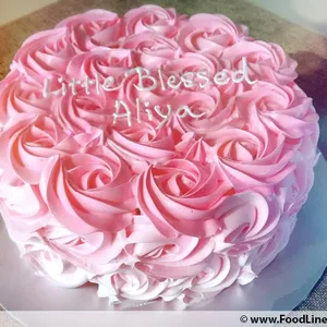 1x Rosette Pink @$38.9 (Size : 7 Inch (7-10 pax)) (Flavours : Chocolate) (Eggless: No) (Big Candles : 5) (Small Candles : 5)