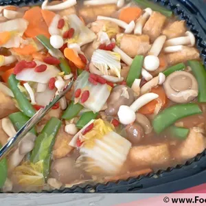 Braised Egg Beancurd and Vegetables in Silky Egg Gravy