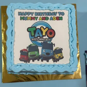 Little Bus Birthday (Size: 7 inch) (Flavours: Mixed fruit) (Big candles: 1) (Small candles: None) (Message on Complimentary Gift Card: Yes (do write the message in the ordering form, under comments box)) (Message on Cake (Short & Sweet): Yes (do write the message in the ordering form, under comments box))