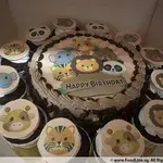 TCB04 Chibi Safari Bundle (Size: Classic (7" Cake + 12 Cupcakes)) (Eggless: No) (Flavour: Chocolate) (Big candles: 3) (Small candles: None) (Message on Complimentary Gift Card: No) (Message On Cake: (Short & Sweet): Yes (do write the message in the ordering form, under comments box))