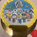 Pocoyo Party (Size: 7 inch) (Flavours: Mixed fruit) (Big candles: 8) (Small candles: 8) (Message on Complimentary Gift Card: No) (Message on Cake (Short & Sweet): Yes (do write the message in the ordering form, under comments box))