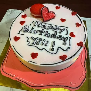 Sweet Heart (Size: Size: 7 inch) (Flavour: Strawberry) (Eggless: No) (Big Candles: 3) (Small Candles: 8) (Message on Cake (Short & Sweet): Yes (do write the message in the ordering form, under comments box)) (Message on Complimentary Gift Card: Yes (do write the message in the ordering form, under comments box))