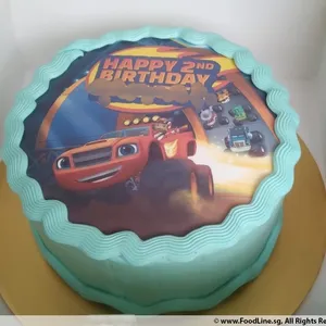 TNP20 Blaze Racing (Size: 7 Inch) (Eggless: No) (Base Color: Blue) (Flavour: Cookies and cream) (Big candles: 2) (Small candles: None) (Message on Complimentary Gift Card: No) (Message On Cake: (Short & Sweet): Yes (do write the message in the ordering form, under comments box))