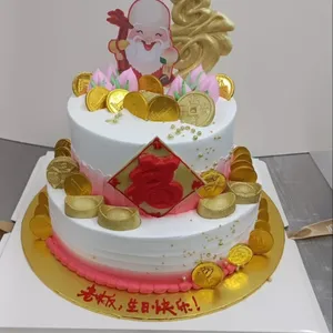 Jld06 Longevity Abundance Cake (Size: Size: 9 inch bottom, 6 inch top) (Top Layer Flavour: Chocolate) (Bottom Layer Flavour: Mix Fruits) (Eggless: No) (Big Candles: 9) (Small Candles: 9) (Message on Cake (Short & Sweet): Yes (do write the message in the ordering form, under comments box)) (Message on Complimentary Gift Card: Yes (do write the message in the ordering form, under comments box))