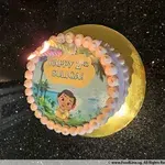 Baby Moana (Size: 7 inch) (Flavours: Cookies and cream) (Big candles: 2) (Small candles: None) (Message on Complimentary Gift Card: No) (Message on Cake (Short & Sweet): Yes (do write the message in the ordering form, under comments box))