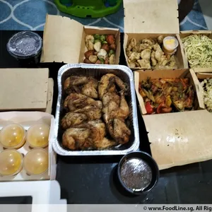 Western Family Set (6 Pax) (Staple: Pasta - Cream Sauce) (Staple: Pilaf Rice) (Meat: Baked Chicken (6 halves)) (Fish: Fried Fish Fillet with Cheese Dipping) (Side: Gratinated Ratatouille) (Dessert: Mango Pudding)