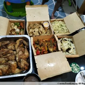 Western Family Set (6 Pax) (Staple: Pasta - Cream Sauce) (Staple: Pilaf Rice) (Meat: Baked Chicken (6 halves)) (Fish: Fried Fish Fillet with Cheese Dipping) (Side: Gratinated Ratatouille) (Dessert: Mango Pudding)