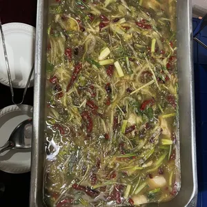 Boiled Fish Fillet with Pickled Cabbage with Chili