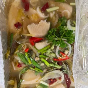 Boiled Fish Fillet with Pickled Cabbage with Chili