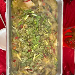 Boiled Fish Fillet with Pickled Cabbage with Chili