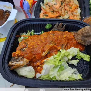 Ocean Of Wealth Sambal Chilli Crab Meat w Egg Flower Seabass (Whole Fish)