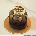 Signature 55% Belgian Chocolate Bento Cake (Size: Diameter: 4" diameter mini cake Height: ~2 inch tall)