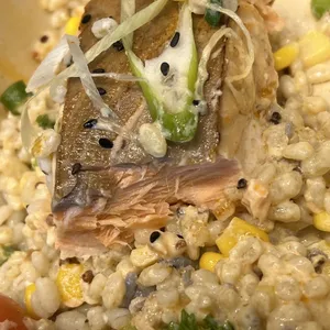 Baked Salmon Barley Tabbouleh
