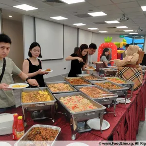 Baby Full Month & Baby 100th Days Buffet (C) @$19.90/pax Menu 2 (40pax): 
35pcs - Happy Cupcake
Good luck red eggs Ang Ku Kueh (Flat - girl) 
Chicken w creamy salted egg yolk
Sea bass fillet in superior sauce
Prawn paste chicken mid joint
Chicken cheese ball & spring roll
Fried man tou w chilli crab sauce
Golden treasure cereal prawn 
Seafood fried rice 
Seafood Ee fu mee 
Chilled Cheng Teng 
Orange cordial