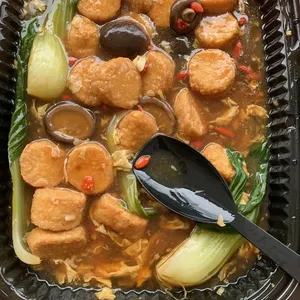 Egg Beancurd with Mushroom and Seow Bai Chye