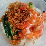 鲜虾酸辣汤泡饭 	Fresh Prawn Spicy Soup Pao Fan