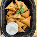Curry Samosa with Honey Yoghurt