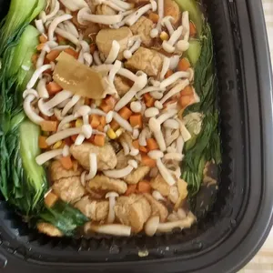 Egg Beancurd with Shimeiji Mushroom and Seow Bai Chye