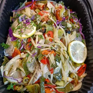 Citrus Fennel Scented Barramundi<br>steam-baked barramundi, fennel, onion and cabbage medley, citrus elements