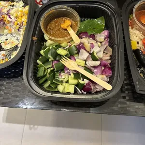 Singapore Styled Chicken Satay<br>peanut sauce, raw onion, cucumber