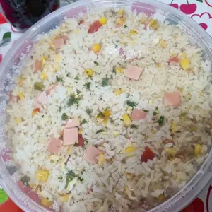 Christmas Fried Rice with Turkey Ham & Bell Peppers