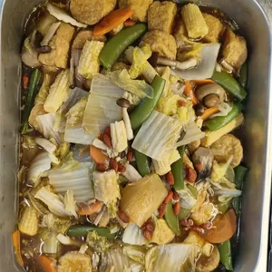 Braised Egg Tofu with Vegetable in Silky Egg Gravy
