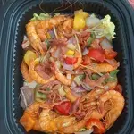 夏威夷香茅凤梨火腿炒虾 Hawaiian Lemongrass Prawns with Pineapple and Chicken Ham