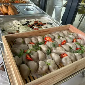 Steamed Mini Soon Kueh <br> turnip, carrot, mushroom <br> vegan, contains wheat