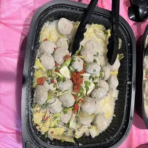 Auspicious Soy Milk Meatball 丝滑豆浆丸子 <br> chicken meatball, shironeji leek, ginger, wombok cabbage