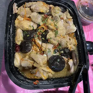 Imperial Dang Gui Chicken 虫草当归玉皇鸡 <br> Eu Yan Sang chicken essence*,  cordycep flower, braisedshiitake mushroom *served in a bottle, pour in before eating
