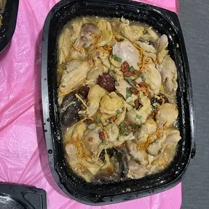 Imperial Dang Gui Chicken 虫草当归玉皇鸡 <br> Eu Yan Sang chicken essence*,  cordycep flower, braisedshiitake mushroom *served in a bottle, pour in before eating