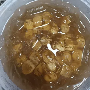 Chilled grass jelly with longan