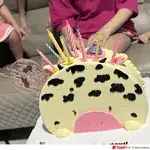 TDC08 Cow Dome Cake (Size: 9 Inch) (Flavour: Chocolate) (Eggless: No) (Big candles: 2) (Small candles: 8) (Message on Complimentary Gift Card: Yes (do write the message in the ordering form, under comments box)) (Message On Cake: (Short & Sweet): Yes (do write the message in the ordering form, under comments box))